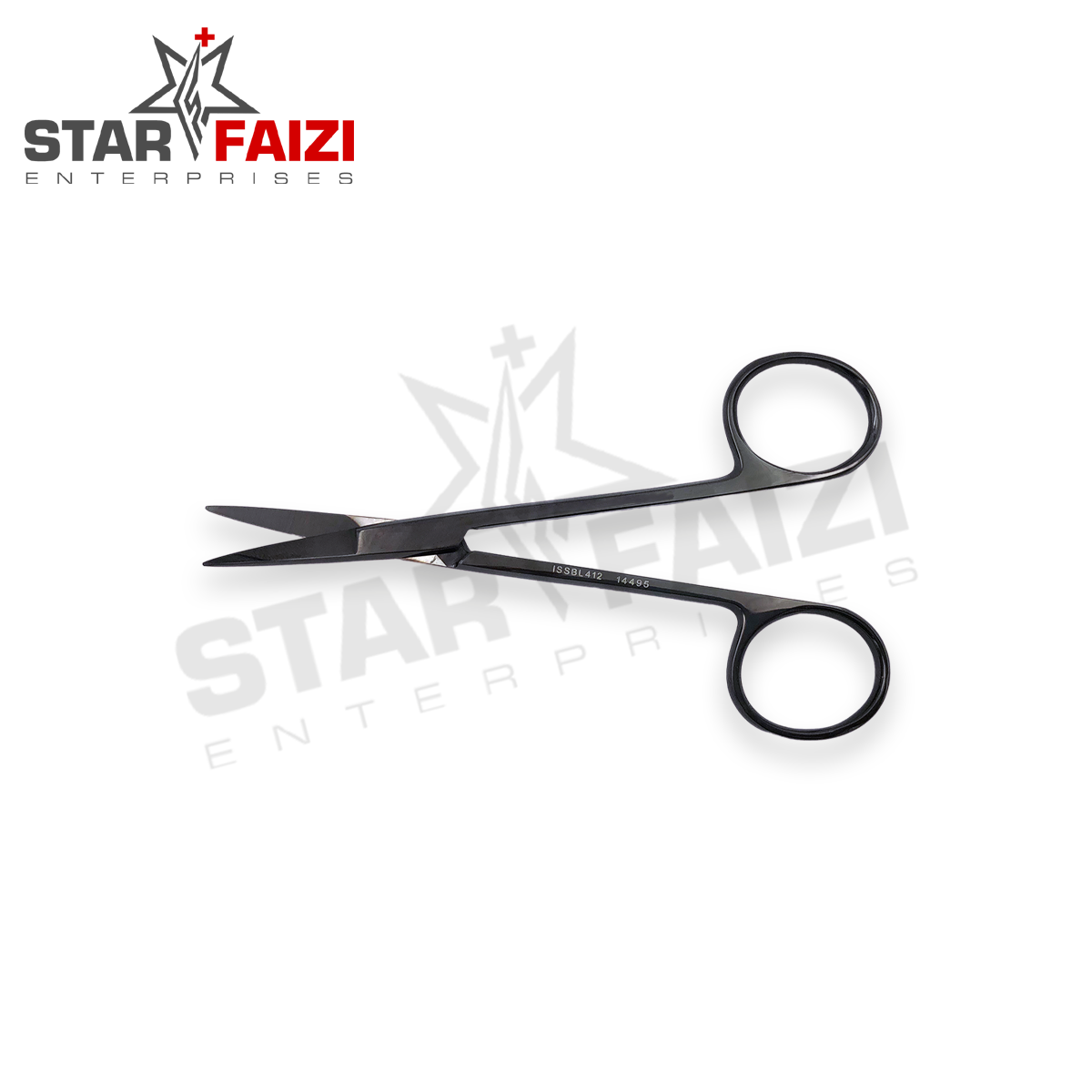 4 1/2â€³ IRIS SCISSOR, BLACK LINE, STRAIGHT